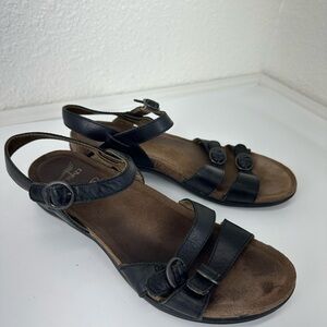 Dansko Sandals Janis Black Leather Ankle Strap Buckle US 11 EU 41 Vacation